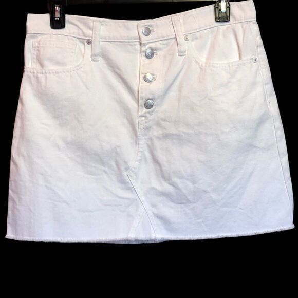 MADEWELL Rigid Denim A-line Mini Skirt in White Size 10 - Picture 1 of 11